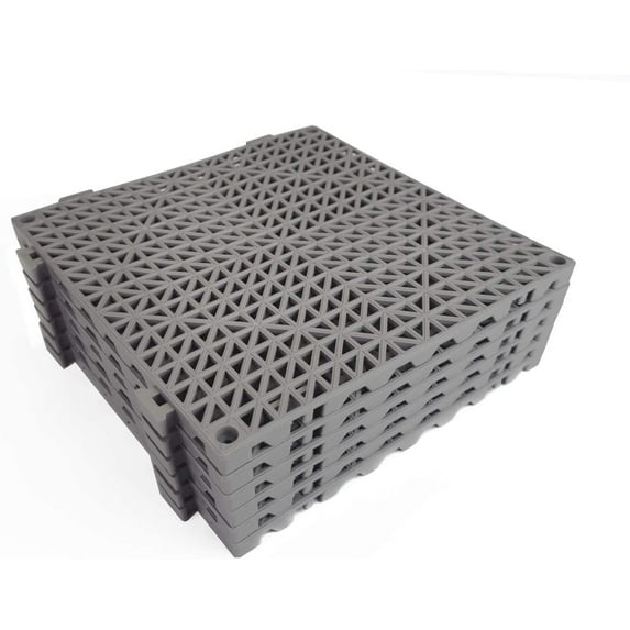 VinTile Modular Interlocking Cushion Floor Tiles Mat Non-Slip with Drainage Holes for Pool Shower Locker-Room Sauna Bath Deck Patio Garage Wet Area Mat (Pack of 6 Tiles - 11-3/4" x 11-3/4", Gray)