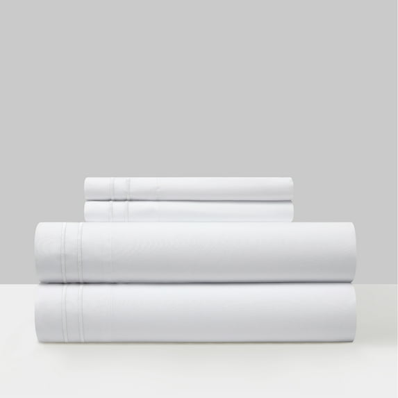Vina 3 or 4 Piece Sheet Set Solid Color With Dual Stripe Embroidery