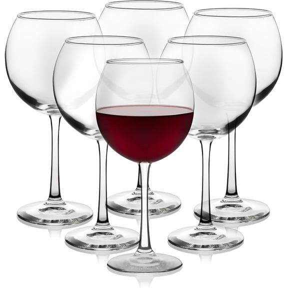 Vina Glassware Set, Elegant, Balloon-Shaped Red Wine Glasses Set of 6, Long Stem Wine Glasses for Weddings, Birthdays, and Special Occasions