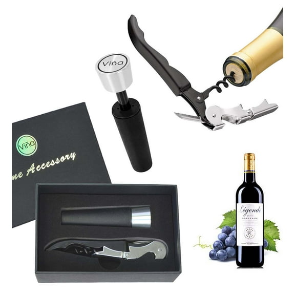 Vina Wine Bottle Opener Hippocampal Knife Corkscrew +  Vacuum Wine Stopper