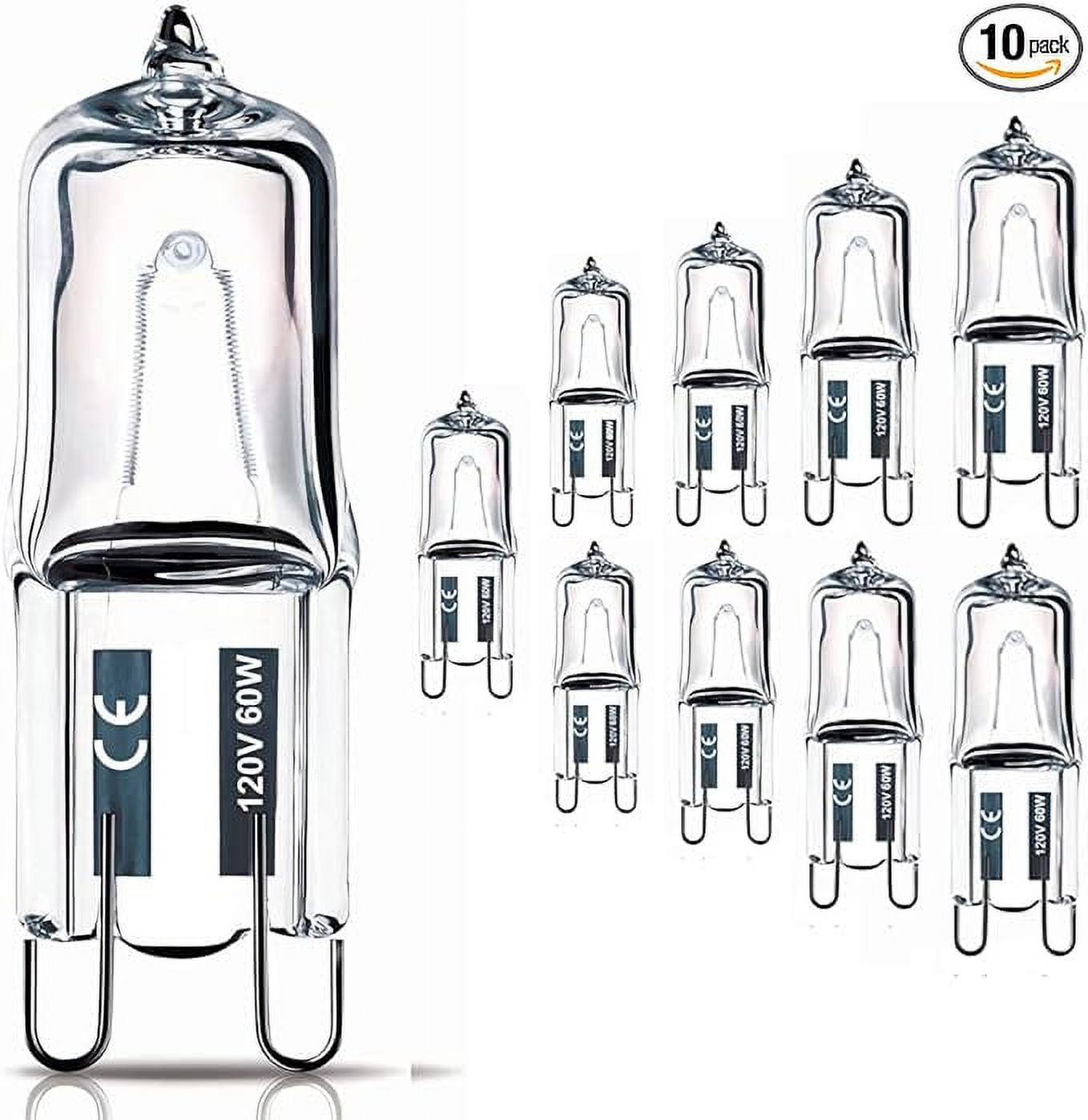 Vinaco G9 Bulb 10 Pack G9 Halogen Bulb 60 Watt High Output 720LM JD G9 120V 60W G9 Light Bulb Dimmable Long Lasting Lifespan CRI100 2800K Warm
