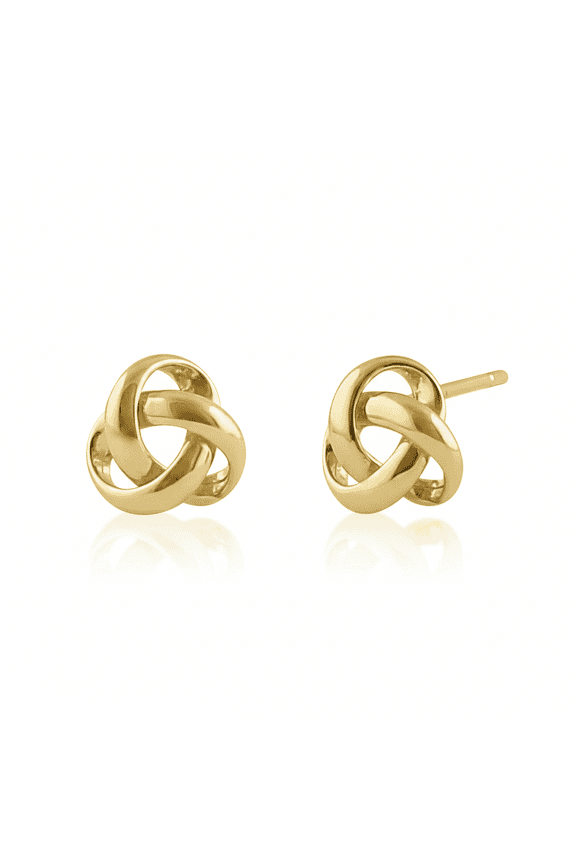 14K Solid Gold Small Trinity Love Knot Stud Earrings - 0.23in