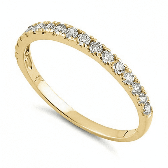 Vinali 14K Solid Yellow Gold Half Eternity Band for Women – Stackable Wedding Ring - Size 7