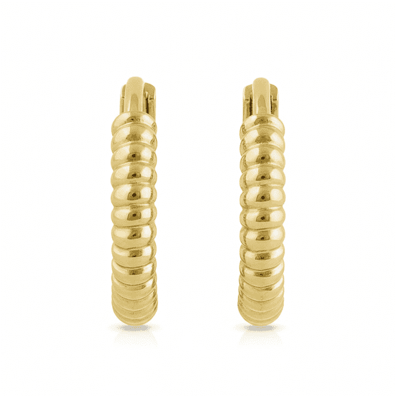 Vinali 14K Solid Yellow Gold Rope Huggie Hoop Earrings