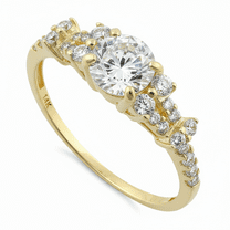 Vinali 14K Solid Yellow Gold Round Cubic Zirconia Engagement Ring for Women – 6mm Center Stone, 0.84ct - Size 5