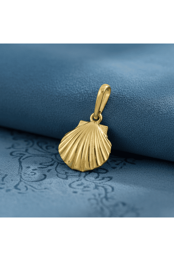14K Solid Yellow Gold Shell Pendant for Women & Teens