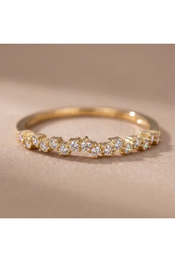 Solid 14k Yellow Gold Round CZ Stackable Cluster Ring for Women Size 6