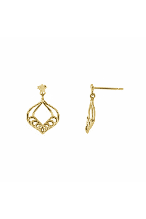 Women's 14K Solid Gold Open Teardrop Dangle Earrings for Women- 0.57in