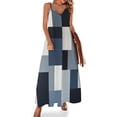 thumbnail image 1 of Vinatge Geometric Abstract Art Gray Black Blue Sleeveless Dress Loose Women's Dress Dresses Luxury Evening Dresses, 1 of 9