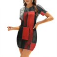 thumbnail image 1 of Vinatge Geometric Abstract Art Red Gray Black Short Dress Dresses For Woman Fairy Dress, 1 of 9