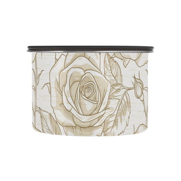 Vinatge Rose Flowers Airtight Coffee Bean Canister 17oz Food Storage Containers with Lids For Gournd, Tea, Sugar, Flour, Rice, Cereal, Candy Cookie Jar