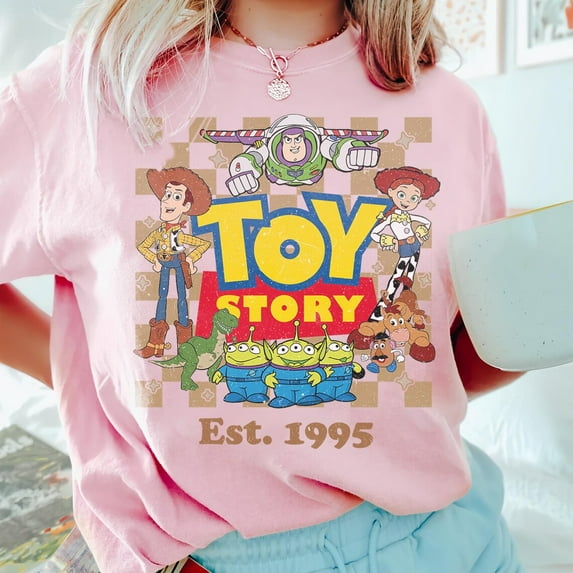 Vinatge Toy Story Land Shirt, Disney Coquette Pixar Shirt, Disney Woody Jessie Buzz Lightyear Shirt, Coquette You've Got A Friend In Me Tee,Light Pink Color,Size XL