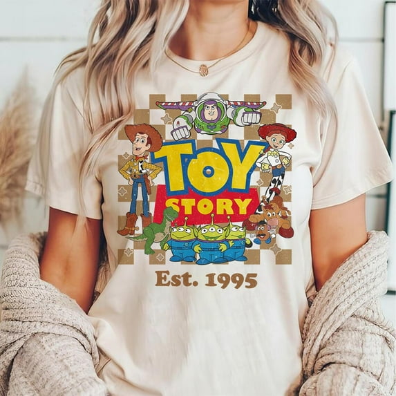 Vinatge Toy Story Land Shirt, Disney Coquette Pixar Shirt, Disney Woody Jessie Buzz Lightyear Shirt, Coquette You've Got A Friend In Me Tee,Sand Color,Size M