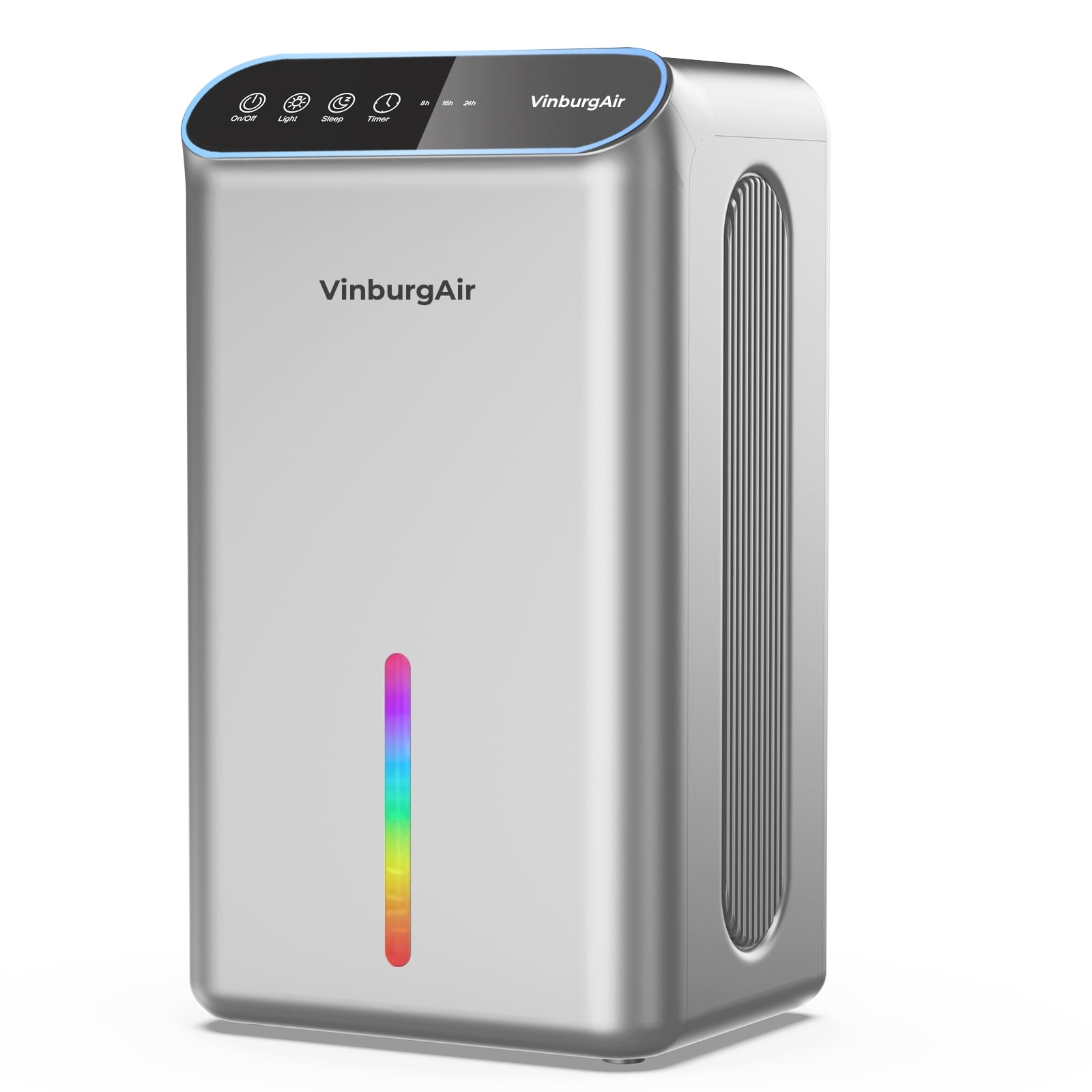 VinburgAir Dehumidifier for Home 1000 sq.ft - Small Quiet Dehumidifier with Auto Shut Off, 7-Color LED Light