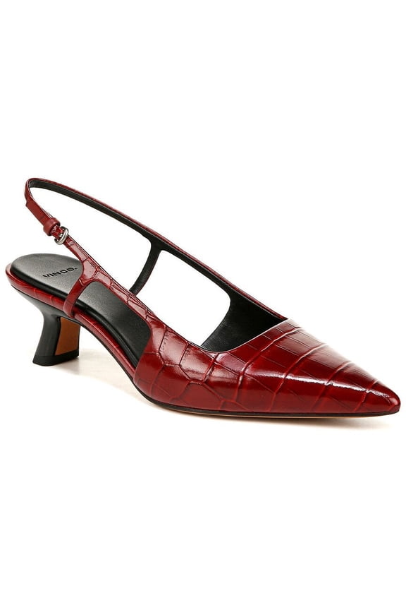 Women's Bianca Slingback Pointed Toe Pump Red Currant Croc Print 8.5M