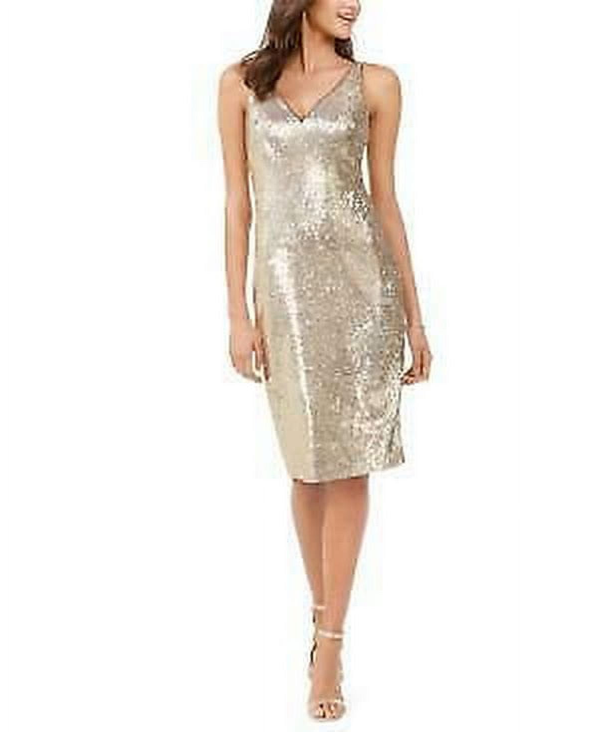 Vince Camuto Allover Sequin Sheath Dress Size 12 Gold Walmart