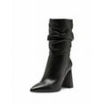 thumbnail image 1 of Vince Camuto Ambie Black Leather Slouch Pointed Boot Mid Calf Block Heel Booties (Black Leather, 8), 1 of 4