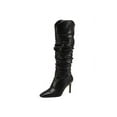 thumbnail image 1 of Vince Camuto Armonda Black Leather Pointed Toe Knee HIgh Heel Dress Boot (Black Croco, 6.5), 1 of 5