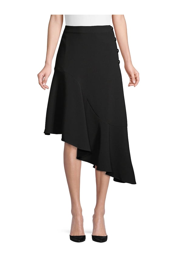 Asymmetrical Button Up Skirt Rich Black 4