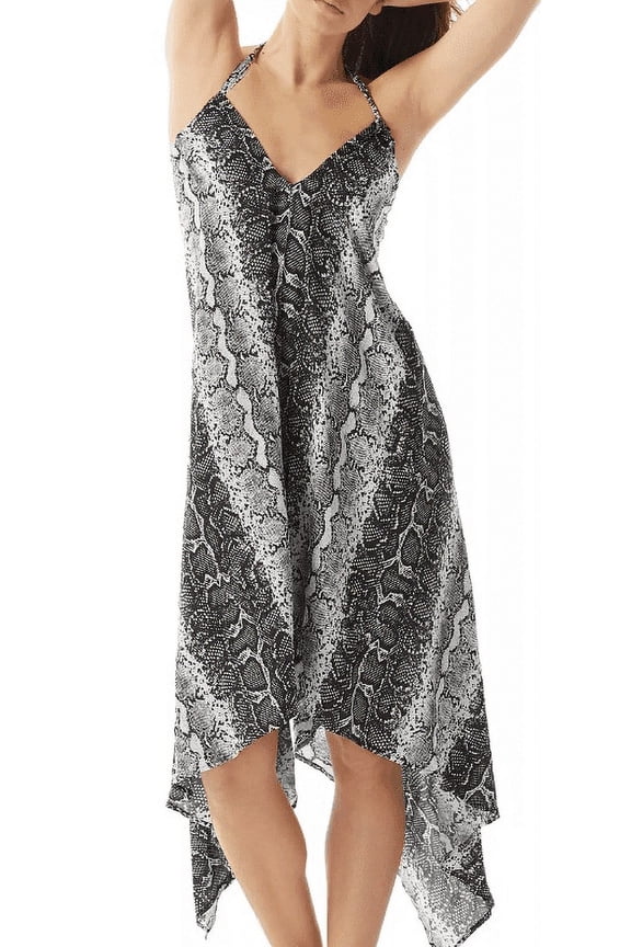 BLACK Printed Convertible Swim Cover-Up Dress, US Small