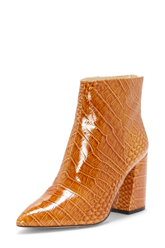 Benedie Flex Camel Croco Patent Pointed Toe Leather Ankle Booties (Flex Camel Croco, 6.5)