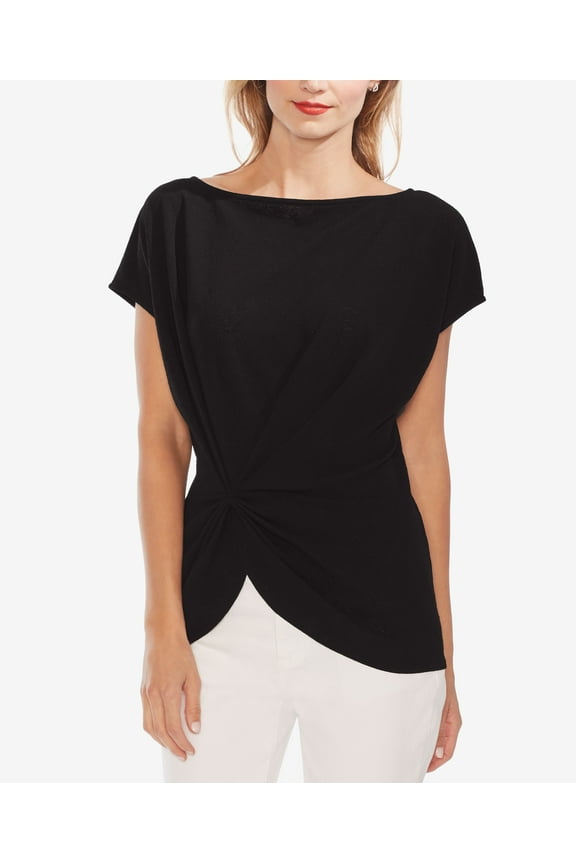 Boat Neck Side Cinched Top Rich Black XS