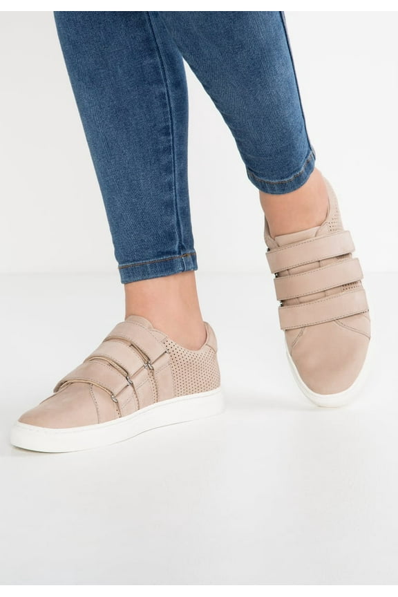 Breyda Nude Leather Strap Fashion Flat Strap Sneakers (Safari Nude, 5)