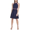 thumbnail image 1 of Vince Camuto Contrast Trim Fit Flare Dress Navy 2XL, 1 of 1