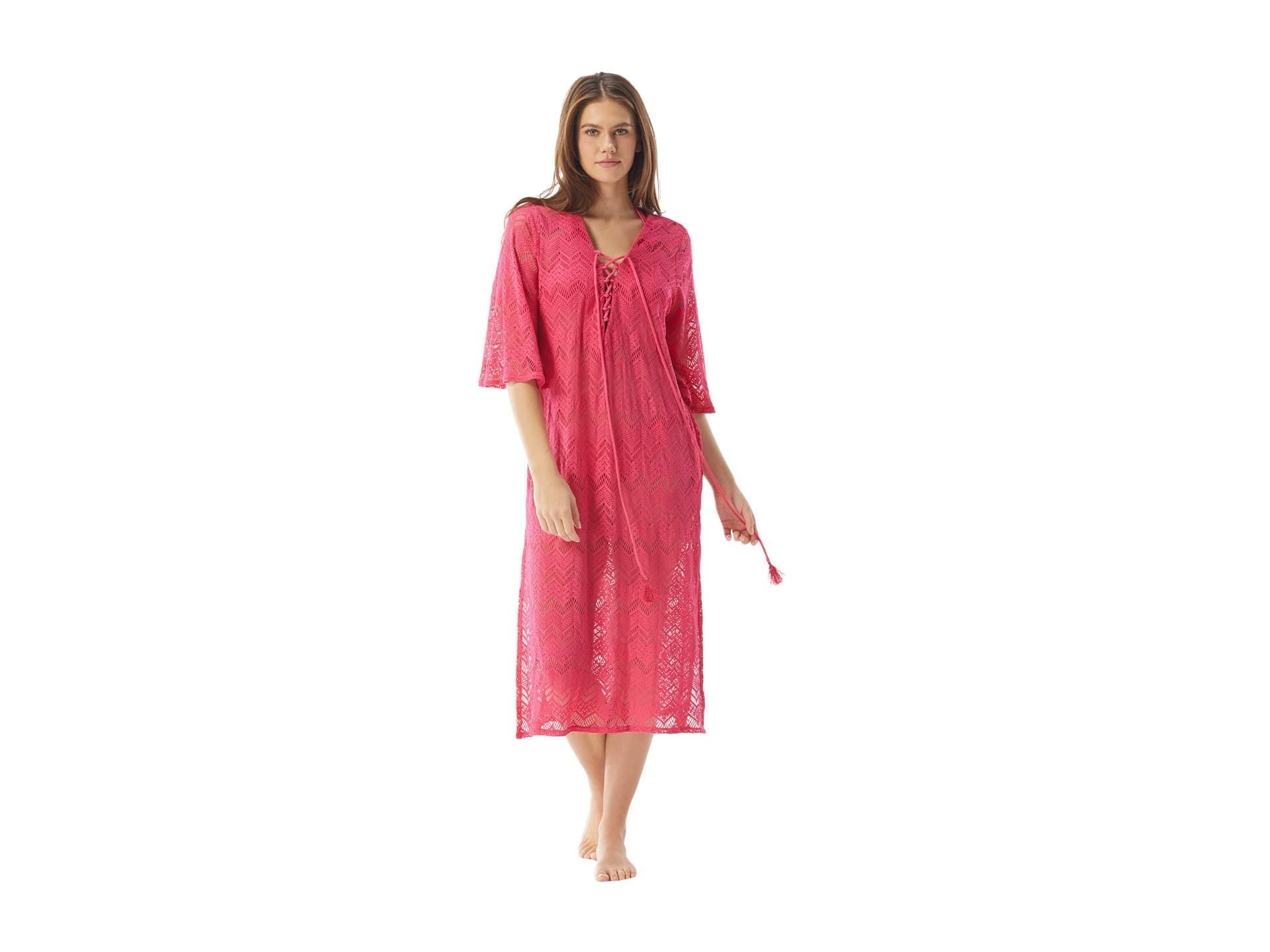 Vince Camuto Crochet Caftan Cover-Up Dragon Fruit LG