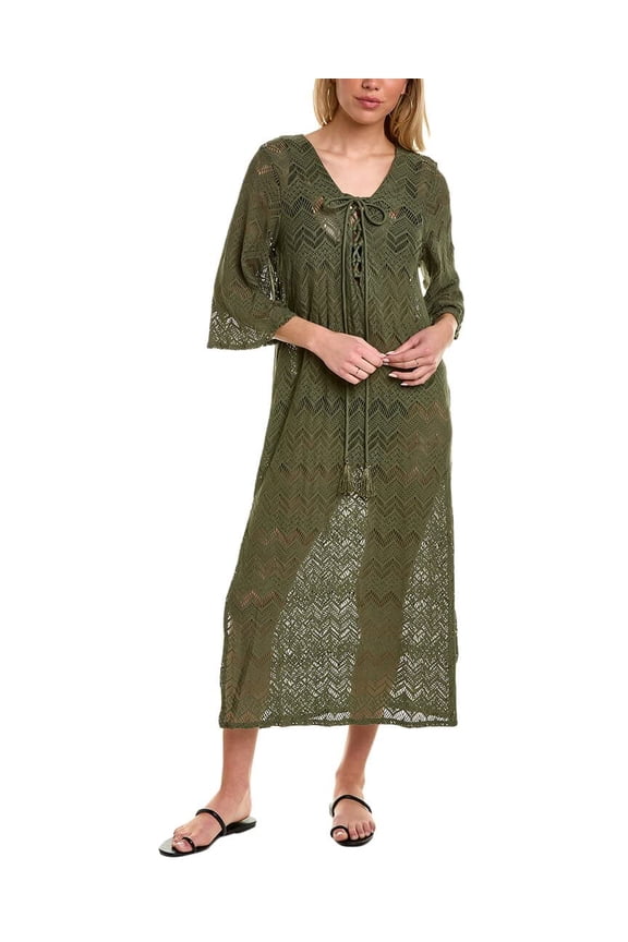 Crochet Caftan Cover-Up Safari Green XS