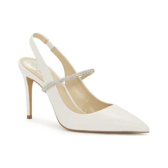 Vince Camuto Dallinza White Pointed Toe Rhinestone Pointed Slingback Pump