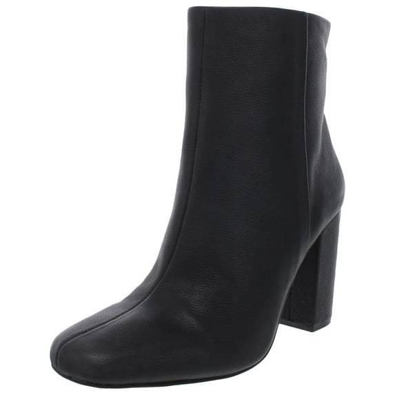 Vince Camuto Dannia Black Leather Square Toe Leather Block Heel Ankle Booties (Black, 10)