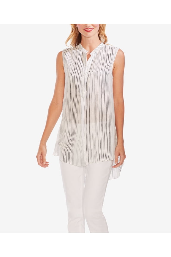 Delicate Strands Striped High Low Tunic New Ivory L