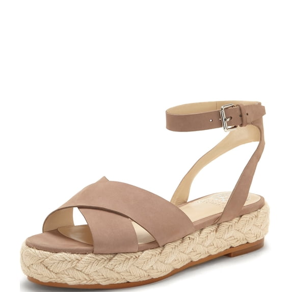 Vince Camuto Delindan Dusty Mink Taupe Suede Ankle Strap Flatform Espadrille Sandal (Dusty Mink Taupe, 8.5)