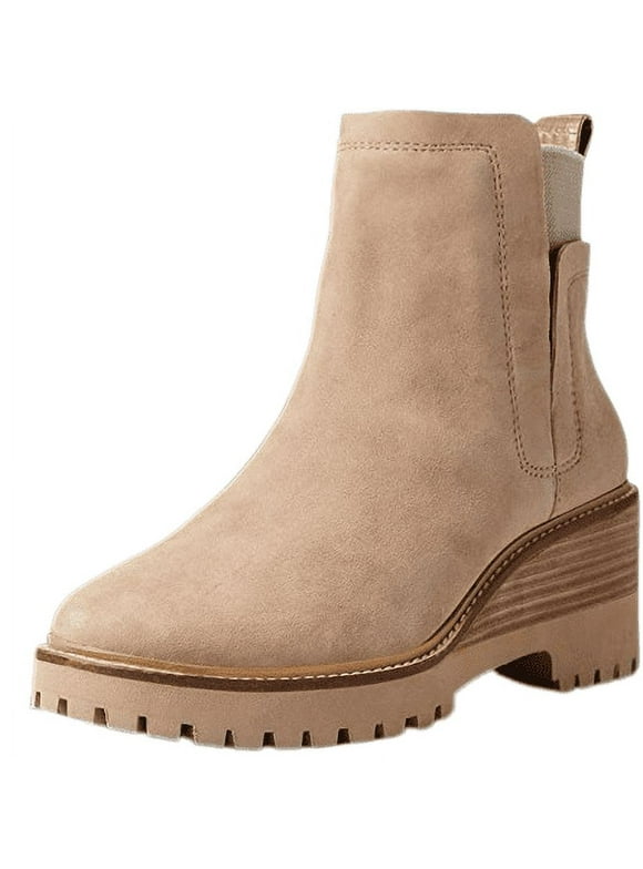 Vince Camuto Dendra Truffle Taupe Suede Wedge Gore Bootie Ankle Heeled Boot (Truffle Taupe, 11)