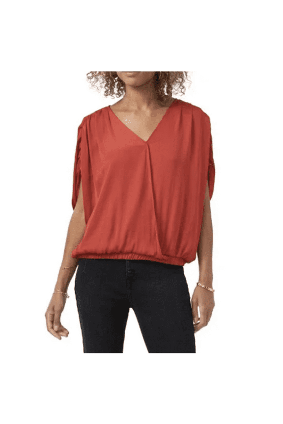 Dolman Sleeve Blouson Top in Red, Size L