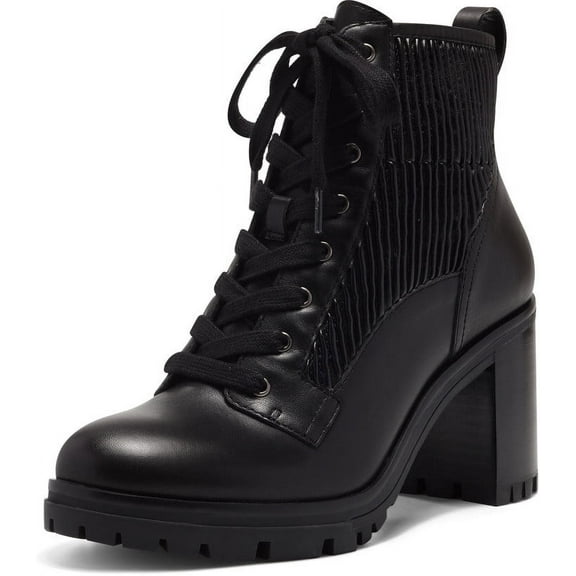 Vince Camuto Donna Black Lace Up Rounded Close Toe Block Heeled Fashion Boots (Black, 9)