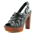 thumbnail image 1 of vince camuto womens elyza open toe casual leather platform sandals, black, size 9.5, 1 of 5