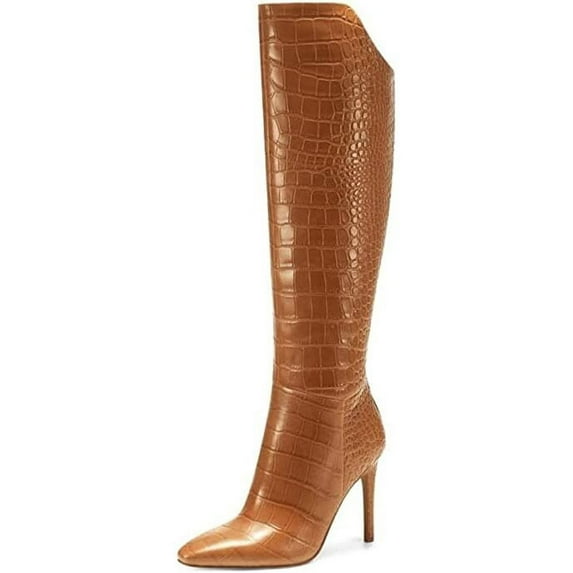 Vince Camuto Fenindy Caramel Tan Leather Knee High Pointed Stiletto Tall Boot (Caramel Cream, 9)