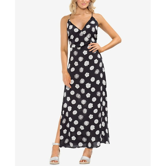 Vince Camuto Floral Print Maxi Dress Rich Black XL