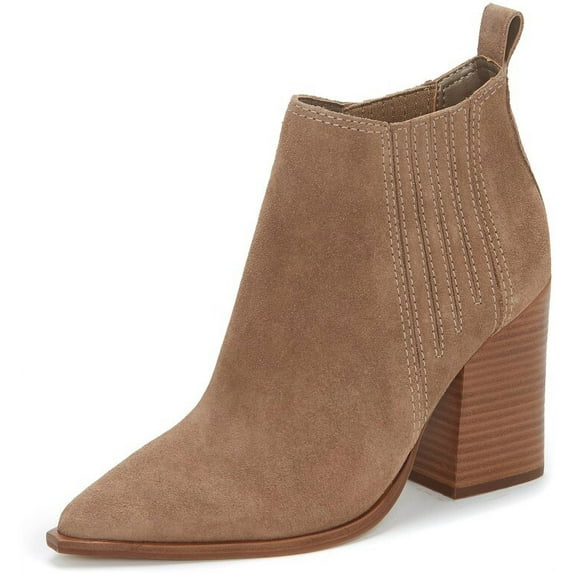Vince Camuto Gabeena Tuscan Taupe Suede Block Heel Western Style Ankle Booties (Tuscan Taupe, 11)