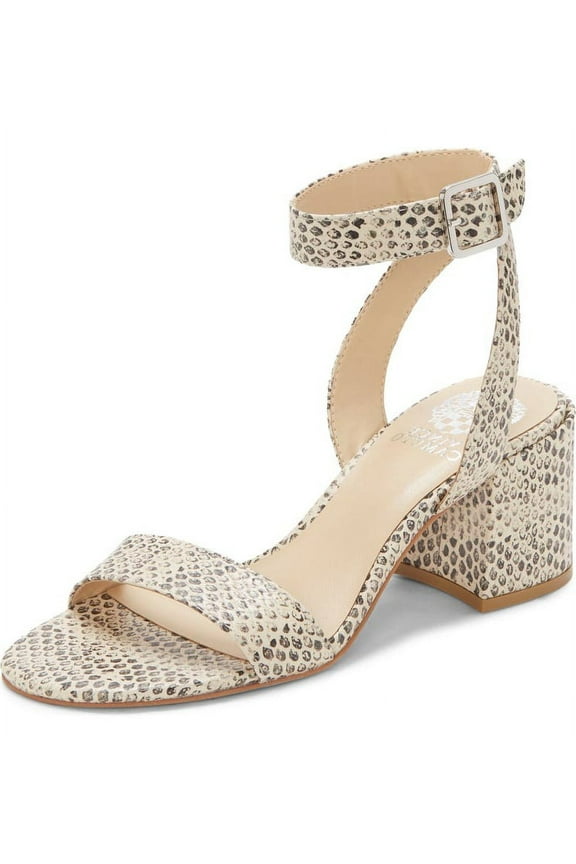 Gidgena Off White Ankle Strap Open Round Toe Block Heeled Sandals (Off White, 9)