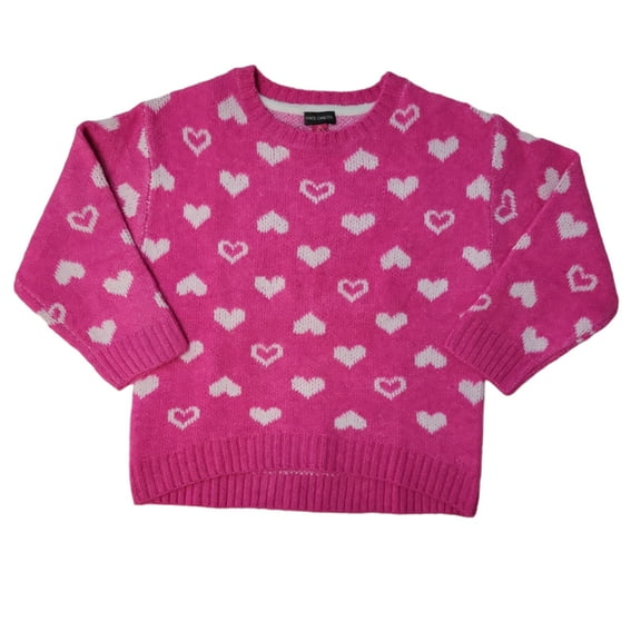 Vince Camuto Girl's Long Sleeve Soft Knit Valentine's Day Sweater (Pink, M (7/8))