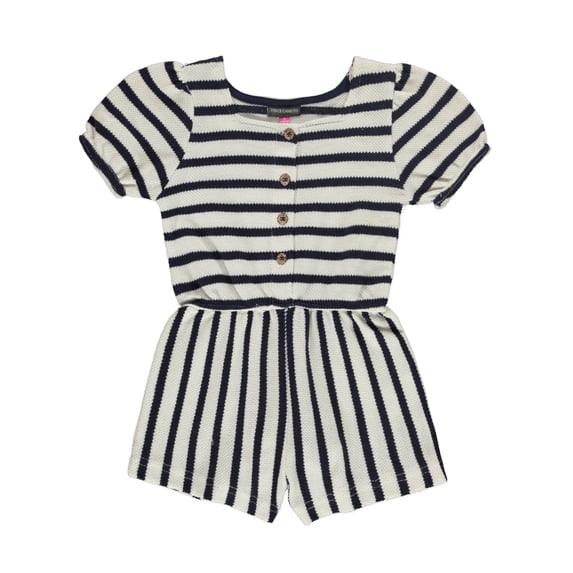 Vince Camuto Girls' Striped Knit Romper Color: navy/white Size: 6