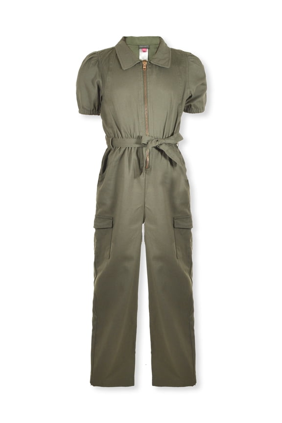 Girls' Twill Jumpsuit Color: army camo Size: 10