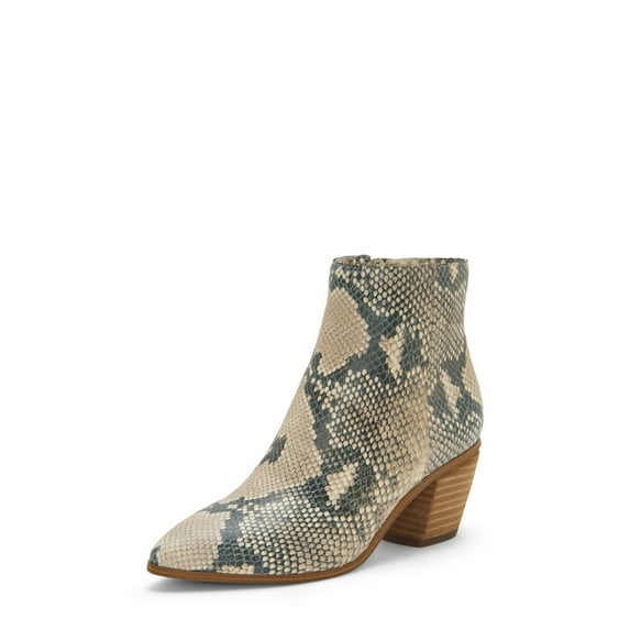 Vince Camuto Grasem Natural Snake Pointed Toe Western Block Heel Ankle Boots (Natural Snake, 6)