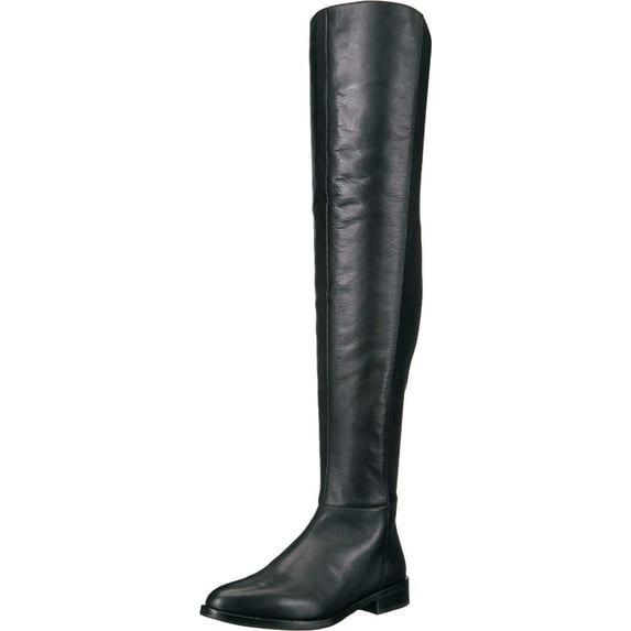 Vince Camuto Hailie Black Leather Pointed Over-the-Knee Leather Boots (Black Leather, 5)