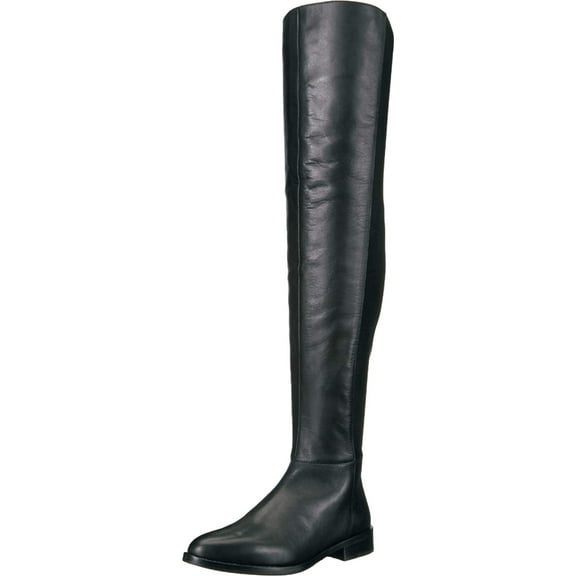 Vince Camuto Hailie Black Leather Pointed Over-the-Knee Leather Boots (Black Leather, 5)