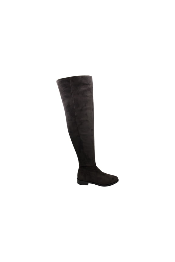 Hailie Dark Slate Grey Pointed Toe Over The Knee Suede Boots (Dark Slate, 7)