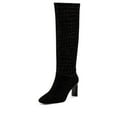thumbnail image 1 of Vince Camuto Hersha Black Squared Toe Knee High Dress Mid Heel Dress Boot (Black, 6), 1 of 6